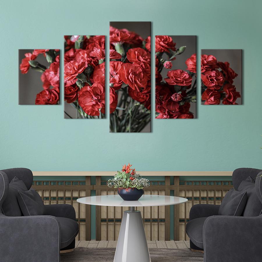 Картина на холсте Яркие красные гвоздики 187x94 см (793-52)