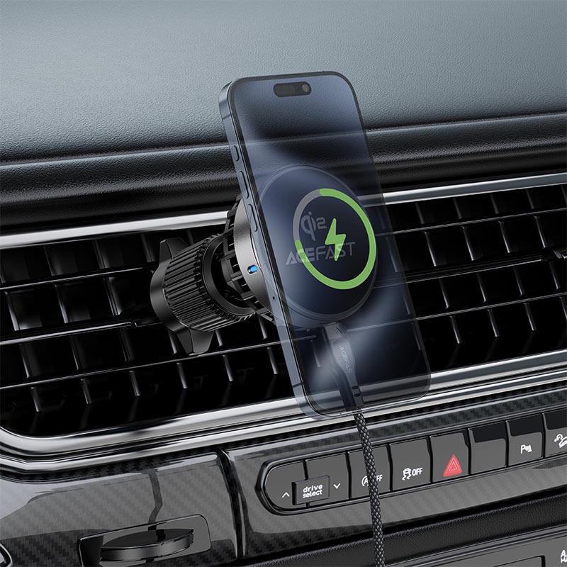 Автодержатель для телефона с БЗП Acefast D40 Qi2 Magnetic Wireless Charging car holder with Ice Cooling for air vent Metal Gray (6974316283751) - фото 5 Автодержатель для телефона с БЗП Acefast D40 Qi2 Magnetic Wireless Charging car holder with Ice Cooling for air vent Metal Gray (6974316283751) - фото 5