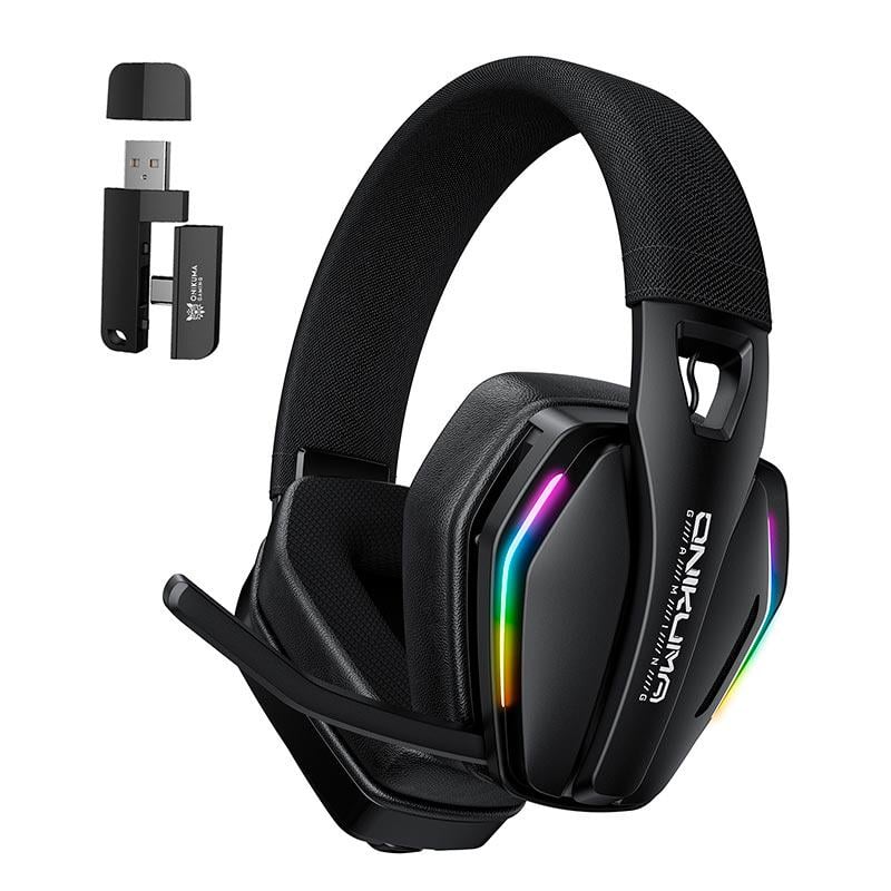Гарнітура ігрова бездротова Onikuma GT826 з RGB-підсвічуванням і мікрофоном Bluetooth 5.4/2.4G/USB Type-C Black (26852) Гарнітура ігрова бездротова Onikuma GT826 з RGB-підсвічуванням і мікрофоном Bluetooth 5.4/2.4G/USB Type-C Black (26852)
