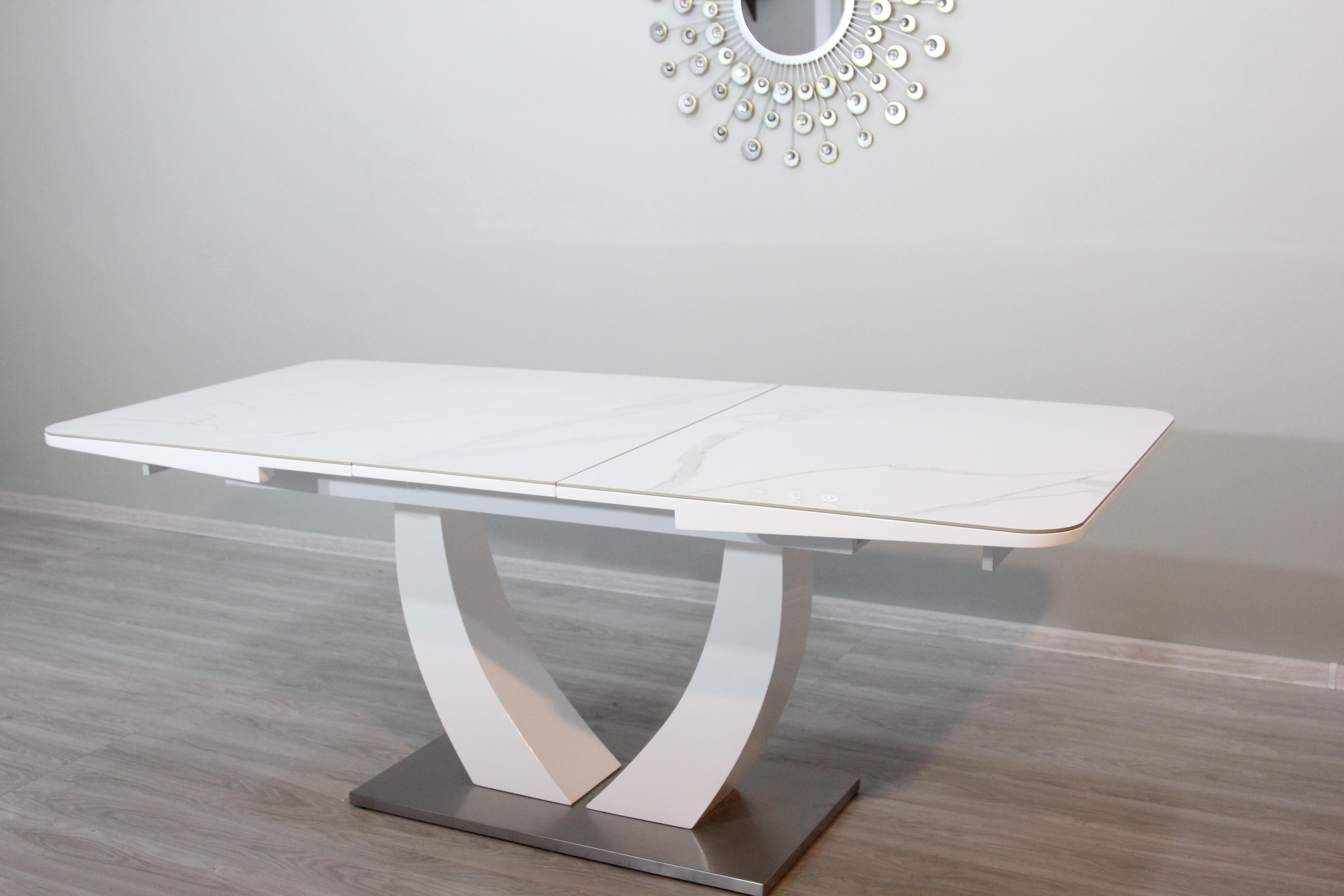 Обеденный стол Евродом Concord T-904 Ceramic 1600/2000х900х760 мм White Gloss (24680718)