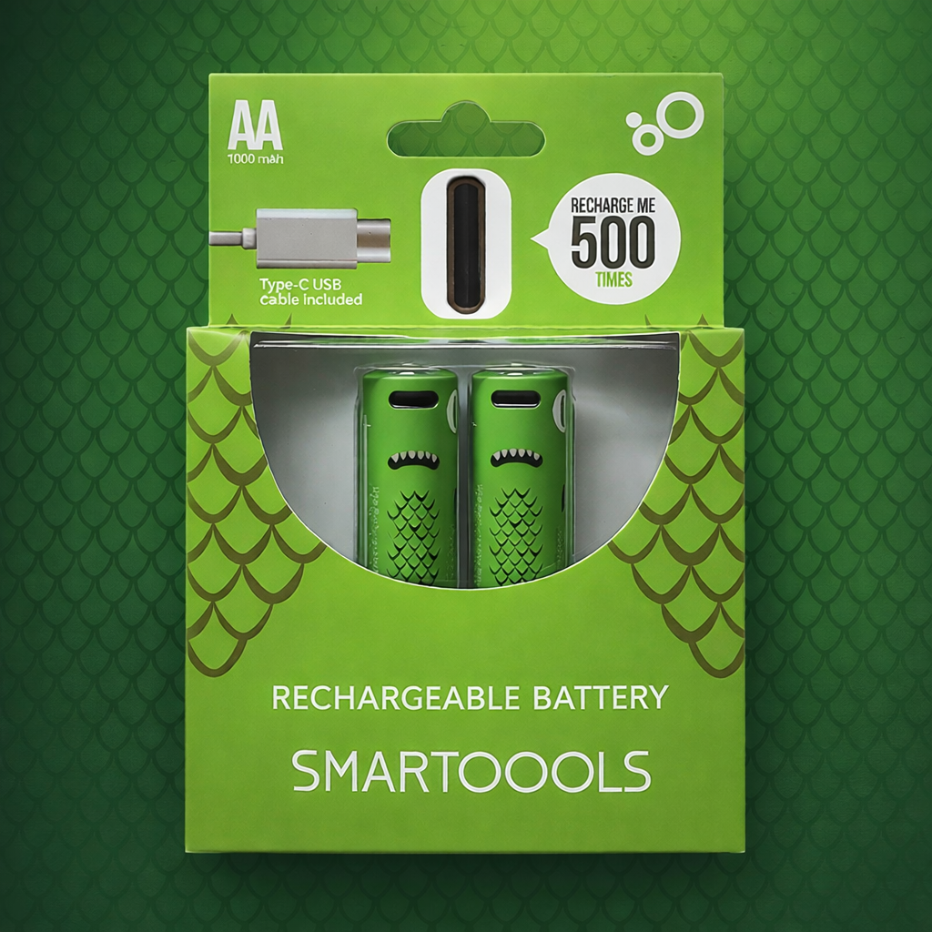 Аккумуляторные батарейки SMARTOOOLS AA Li-ion 1000 мА/ч 1,2 В Type-C 2 шт. (10267) Аккумуляторные батарейки SMARTOOOLS AA Li-ion 1000 мА/ч 1,2 В Type-C 2 шт. (10267)