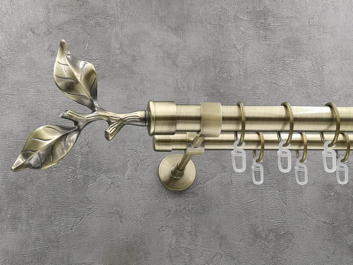 Карниз Quadrum Лист рози гладкая штанга двойной модерн 25/19 мм 320 см Антик (264774851)