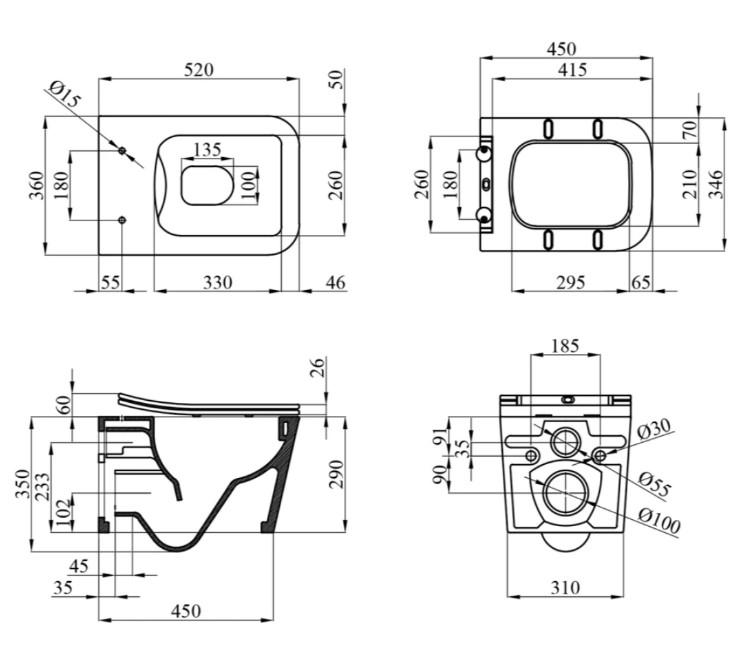 Унитаз подвесной безободковый Kroner Eifel WHI523629 RIMLESS с сиденьем (KE523629WHIR) - фото 12 Унитаз подвесной безободковый Kroner Eifel WHI523629 RIMLESS с сиденьем (KE523629WHIR) - фото 12
