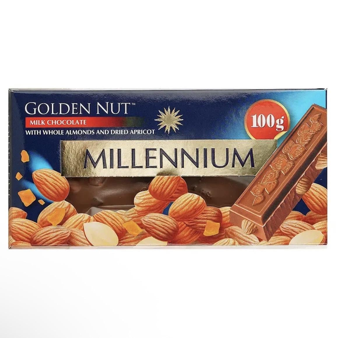 Шоколад Millennium Golden Nut молочний з мигдалем та курагою 100 г