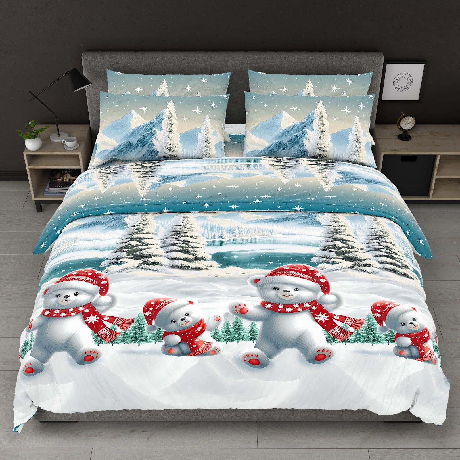 Комплект постельного белья полуторный Новогодний Аляска хлопчатобумажный 150х220 см Разноцветный (28822173) Комплект постельного белья полуторный Новогодний Аляска хлопчатобумажный 150х220 см Разноцветный (28822173)