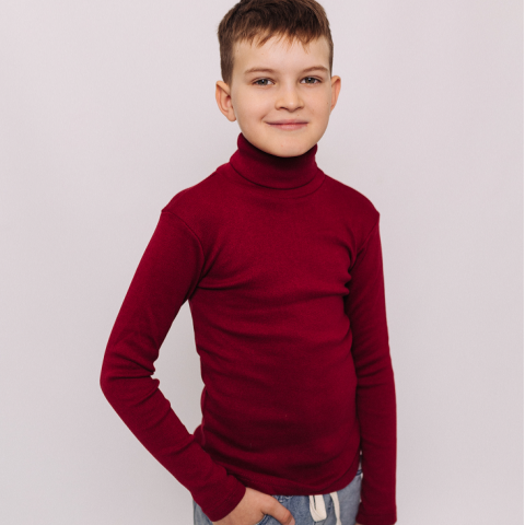Гольф детский с начесом 158 см Бордовый (2787576682)