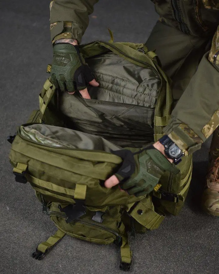 Рюкзак похідний/військовий з підсумками на 50 л 4в1 з системою Molle Olive (1004-olive) - фото 6 Рюкзак похідний/військовий з підсумками на 50 л 4в1 з системою Molle Olive (1004-olive) - фото 6