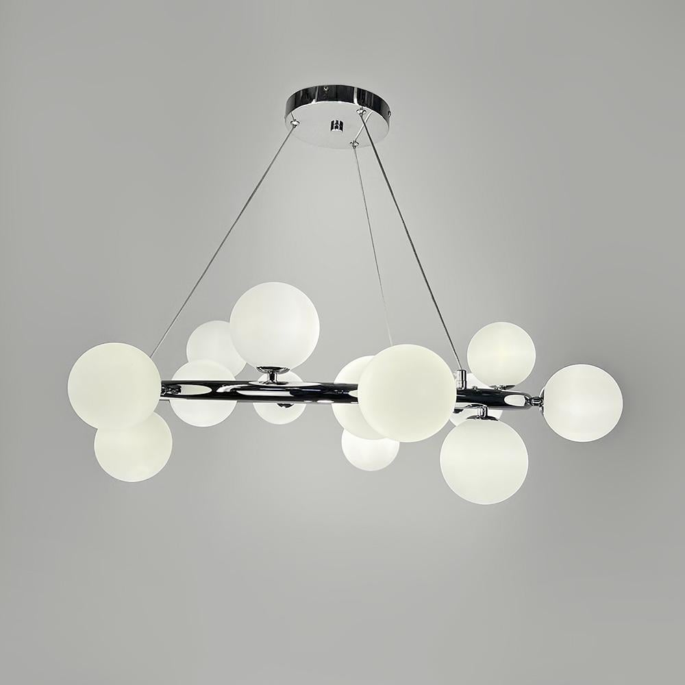 Люстра подвесная кольцо Light House LNF-17563/15 CH/WT цоколь G9 с белыми плафонами Ø 75 см Хром