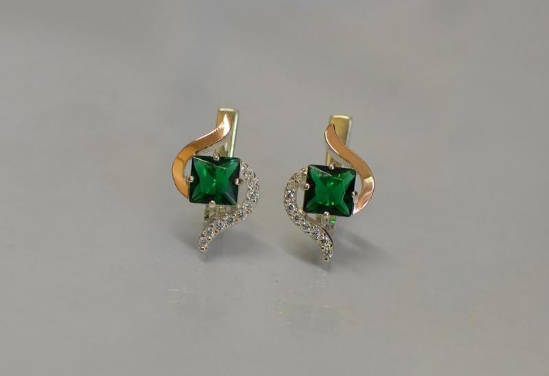 Срібна каблучка Sil з золотими накладками 118s-4 Зелений (Sil-820)