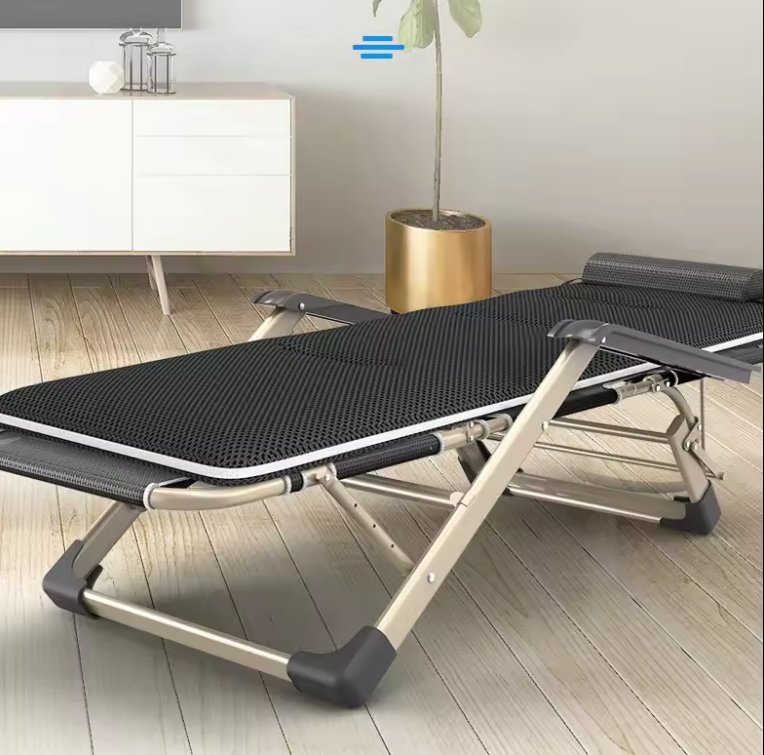 Шезлонг с матрасом и подушкой LEOBRO 178х66х98 см до 150 кг с регулировкой спинки из текстиля Черный (leo-140215)