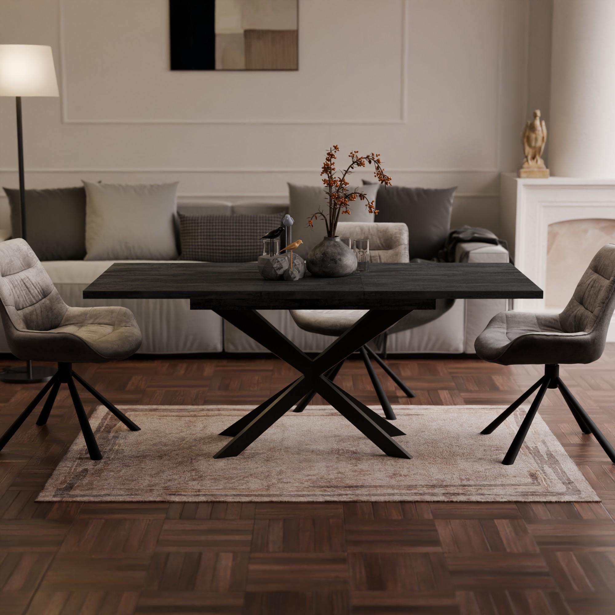 Стол раздвижной обеденный Спайдер ДСП 1400x800 мм Угольный камень/Черный (919773) - фото 4