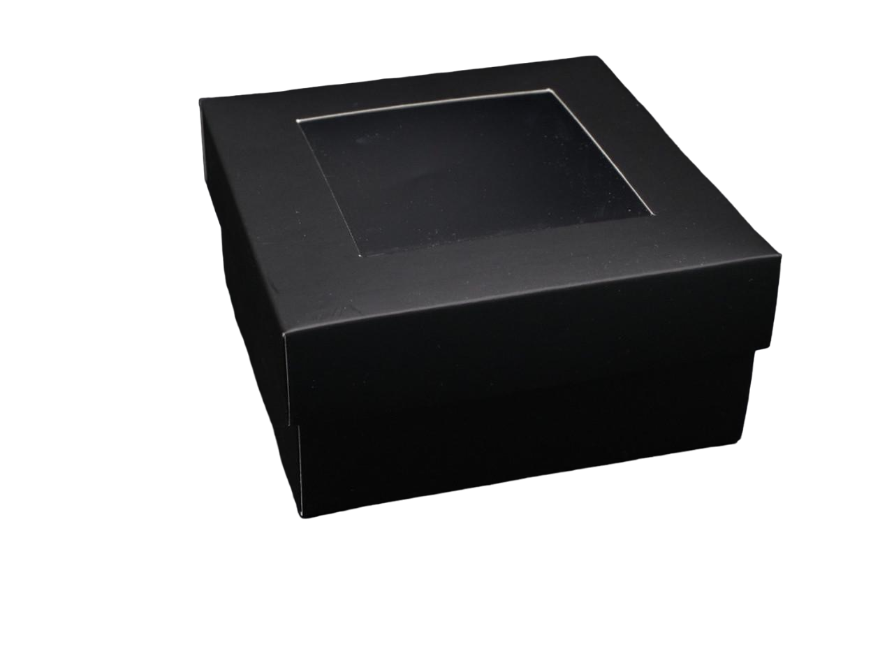 Коробка подарочная сборная с окошком на крышке 13х13х6 см Черный (OA-3) - фото 1 Коробка подарочная сборная с окошком на крышке 13х13х6 см Черный (OA-3) - фото 1