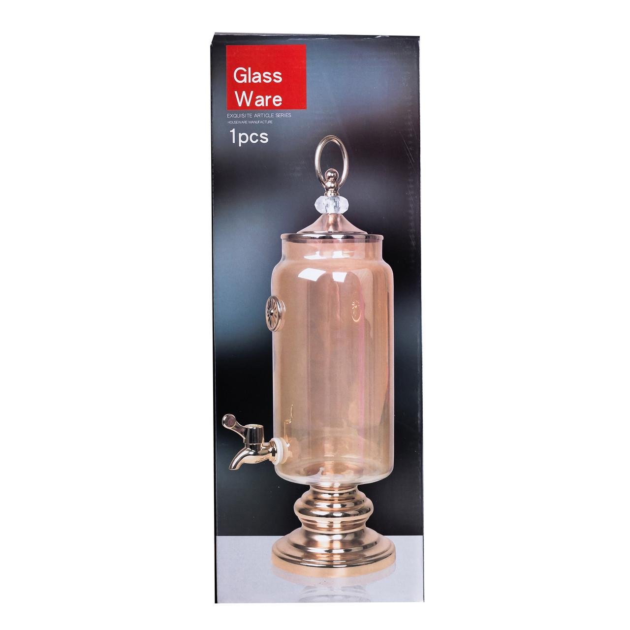 Лимонадница стеклянная с краном на ножке 2 л Коричневый - фото 4 Лимонадница стеклянная с краном на ножке 2 л Коричневый - фото 4