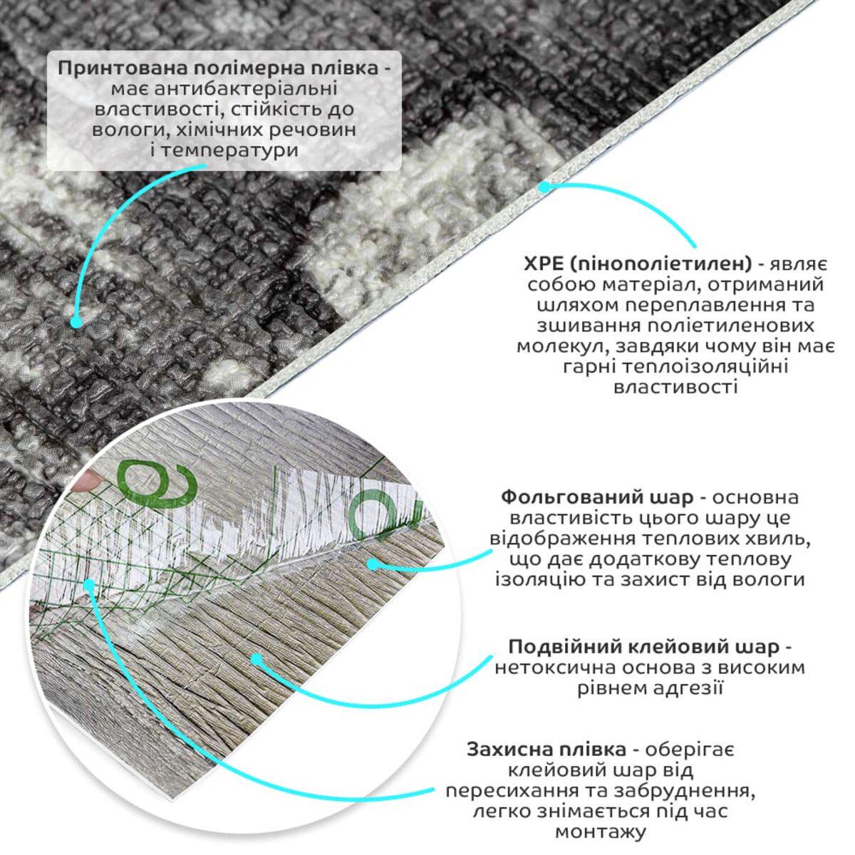 Обои самоклеящиеся кирпич 2800х450х1,8 мм Серый (SW-00000724) - фото 2