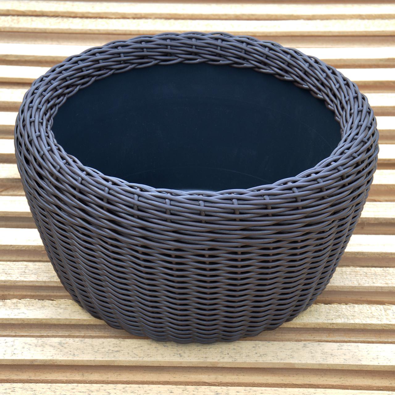 Кашпо велике для рослин та квітів з штучного ротангу/ручної роботи 45 л Венге (12343580) - фото 4 Кашпо велике для рослин та квітів з штучного ротангу/ручної роботи 45 л Венге (12343580) - фото 4