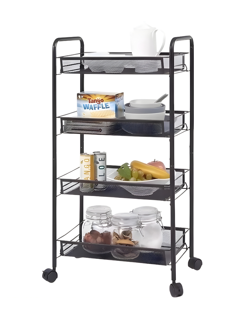 Етажерка на колесах металева універсальна 4 яруси 86х44х26 см Чорний (1296932964) - фото 2 Етажерка на колесах металева універсальна 4 яруси 86х44х26 см Чорний (1296932964) - фото 2