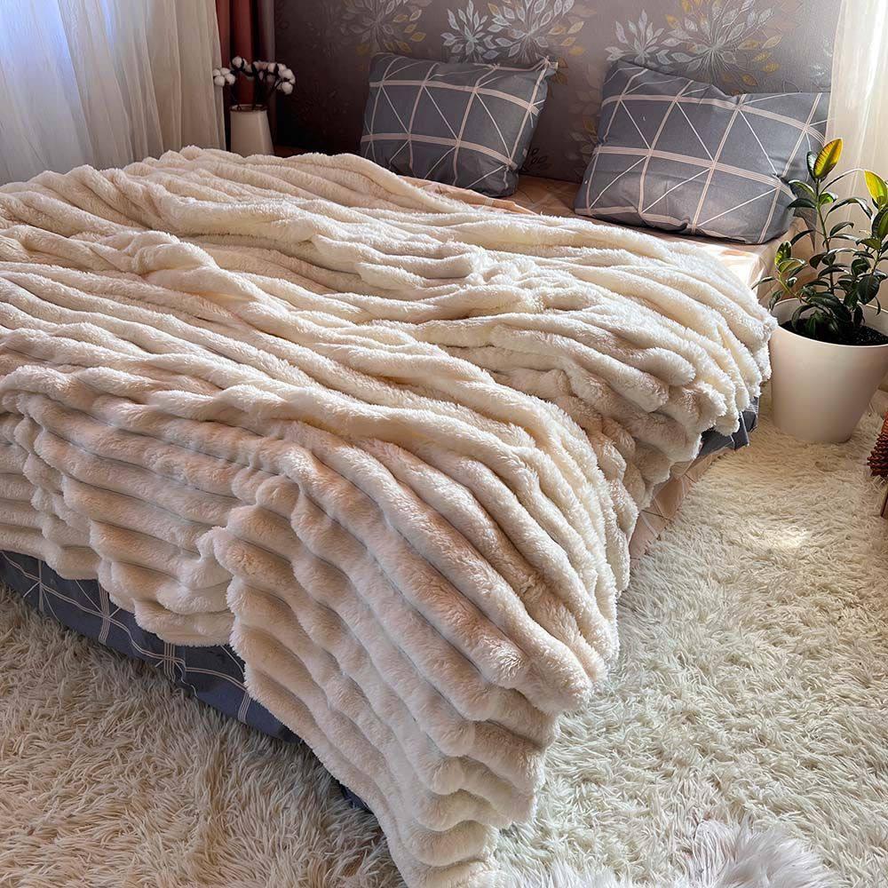 Плед широка смужка 200х230 см Молочний (Д-Mpled003/2-09) - фото 2