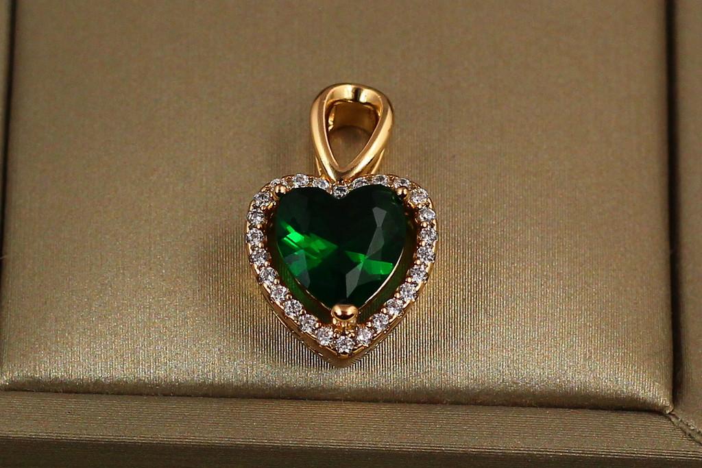 Кулон Xuping Jewelry Сердце в ободке из мелких фианитов для тонкой цепи 1,2 см Золотистый (2151561809)