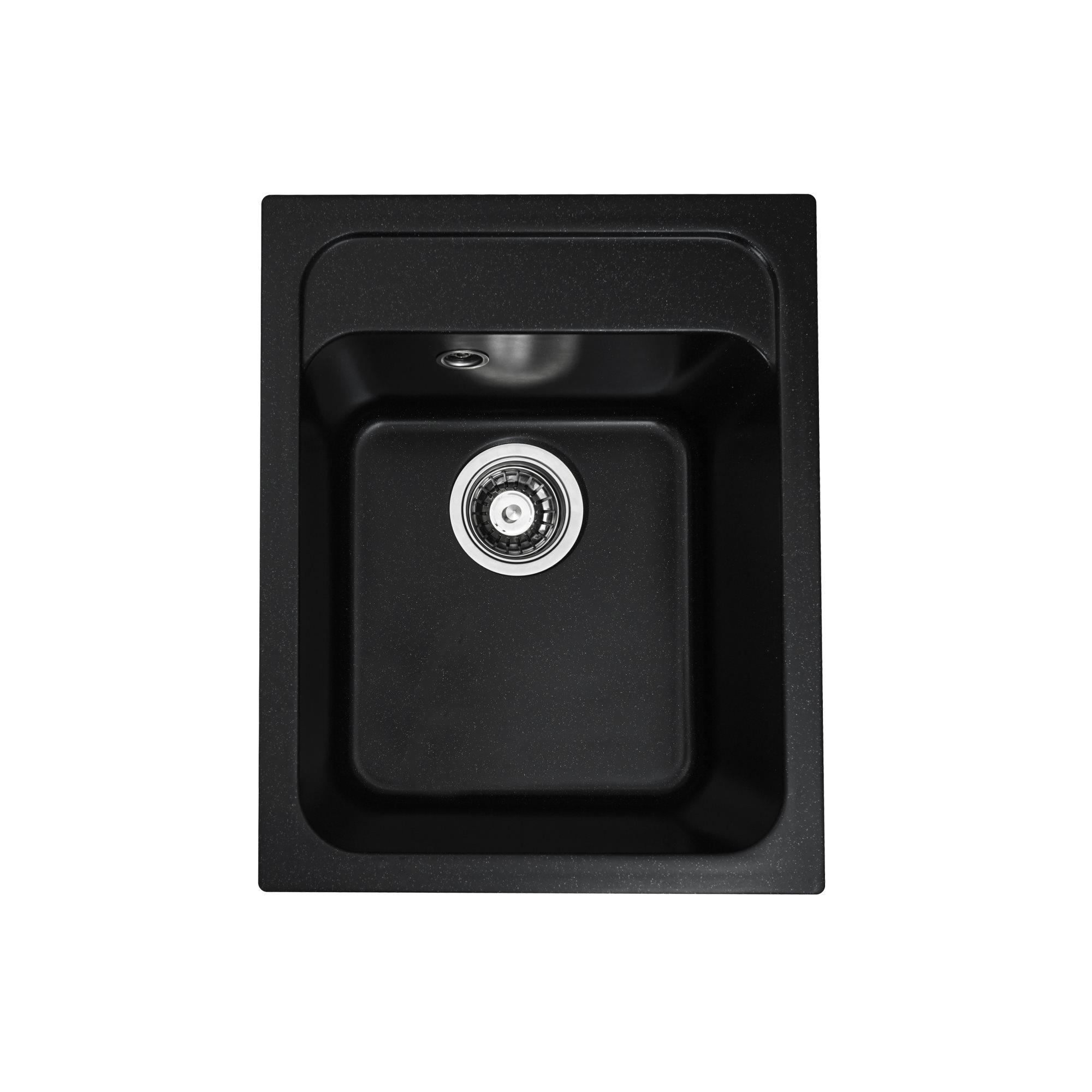 Мийка для кухні гранітна Platinum 4050 RUBY глянцева Чорний металік