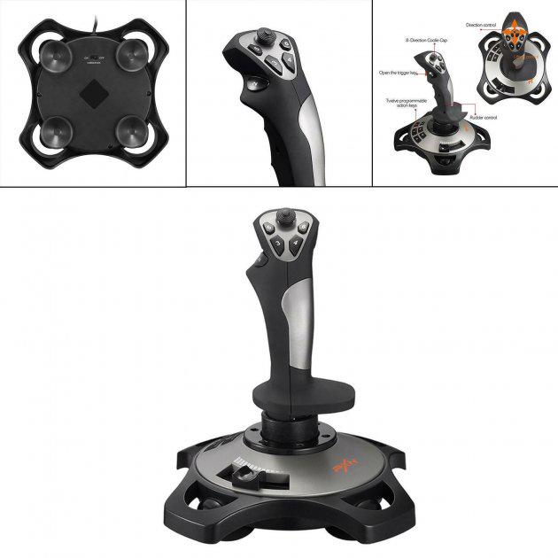 Джойстик игровой PXN 2113 Pro с обратной связью для авиационных симуляторов Черный (784779471) - фото 6