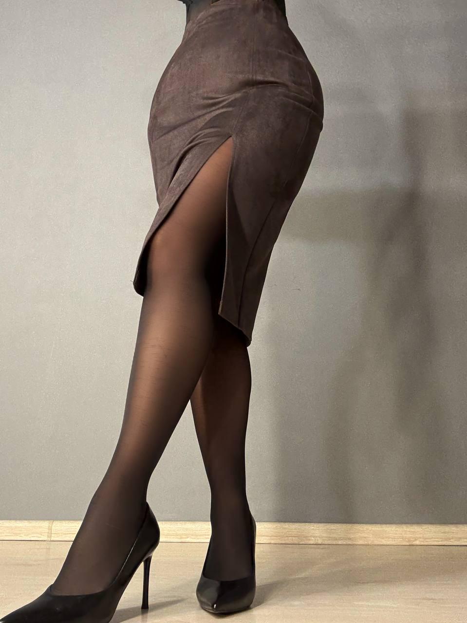 Юбка женская Gritana 125 с разрезом миди прямая под замшу L Коричневый (5944) - фото 2 Юбка женская Gritana 125 с разрезом миди прямая под замшу L Коричневый (5944) - фото 2