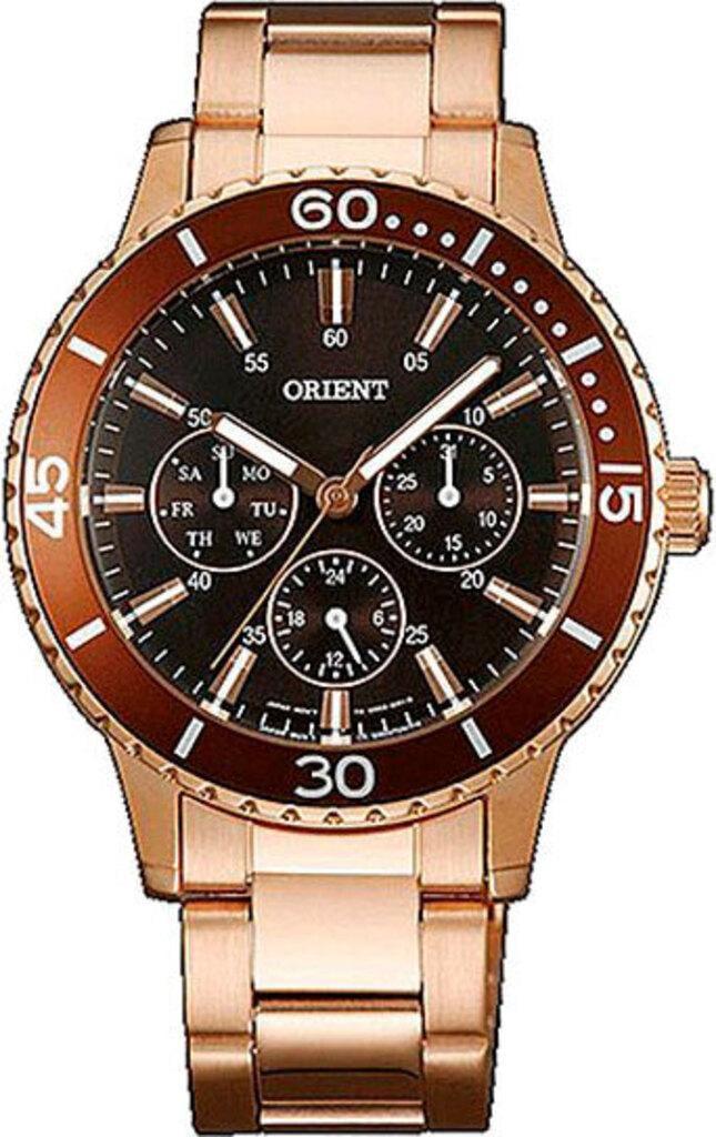 Наручний годинник жіночий Orient Quartz FUX02001T з сталевим корпусом WR 30 м Коричневий (3142429127)