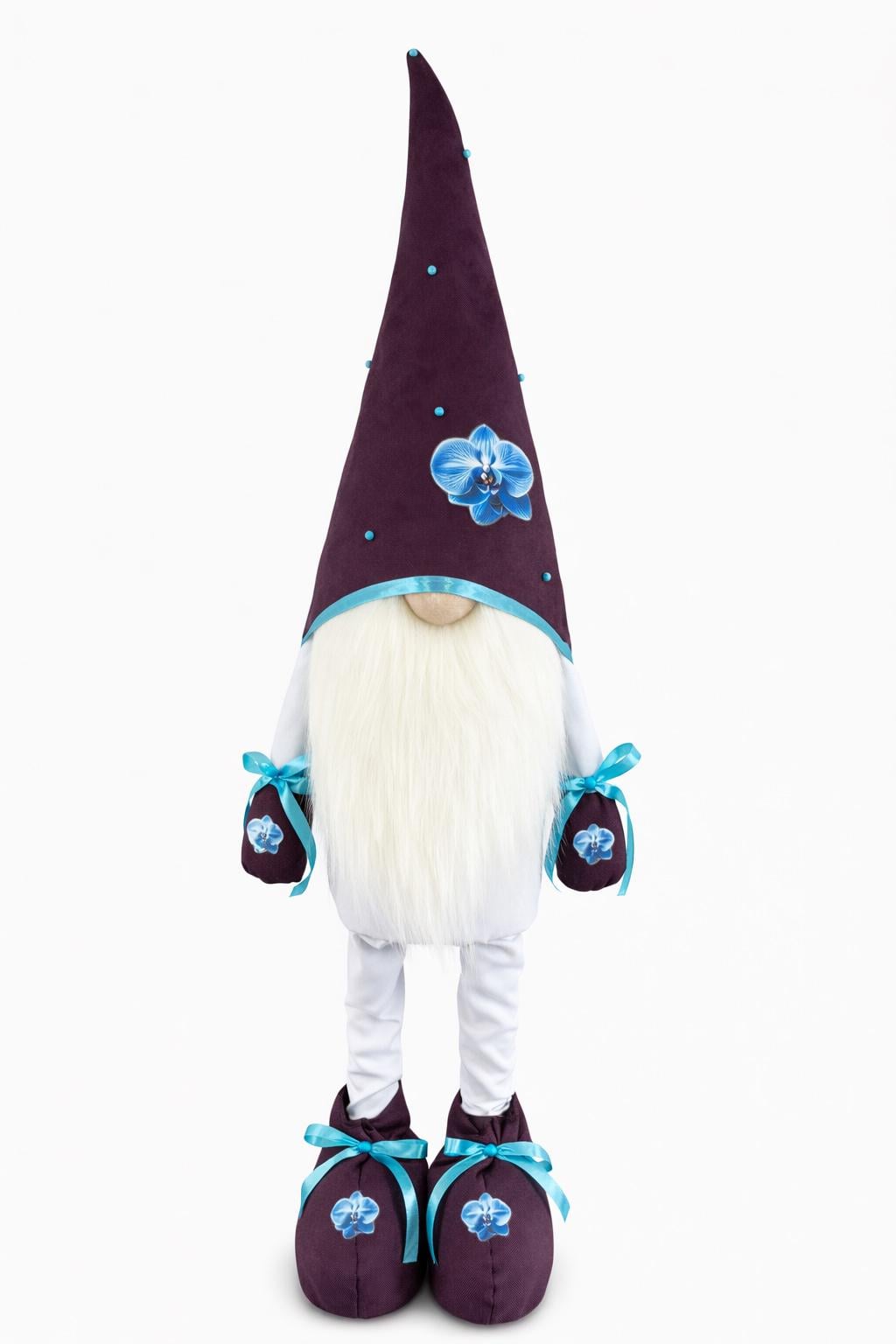 Лялька інтер'єрна Скандинавський гном Орхідея 90-95 см Баклажановий/Блакитний (031)