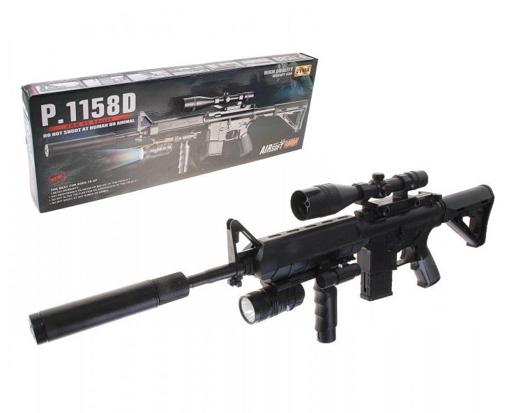 Детский игрушечный автомат CYMA P.1158D на пульках с лазерным прицелом Детский игрушечный автомат CYMA P.1158D на пульках с лазерным прицелом