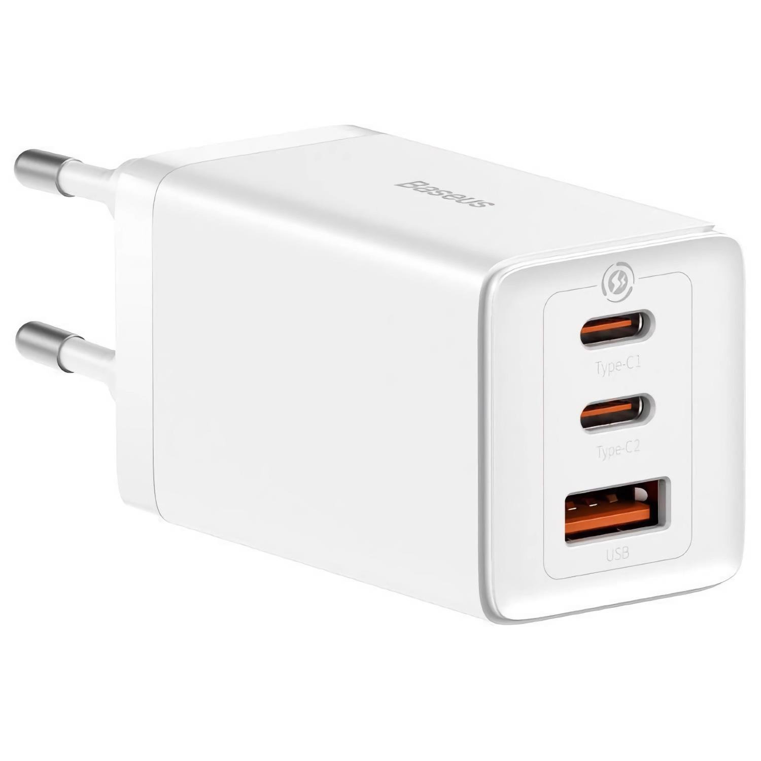 Зарядное устройство сетевое BASEUS GaN5 Pro Fast Charger USB + 2USB-C 65W with Type-C to Type-C cable White (CCGP120202)
