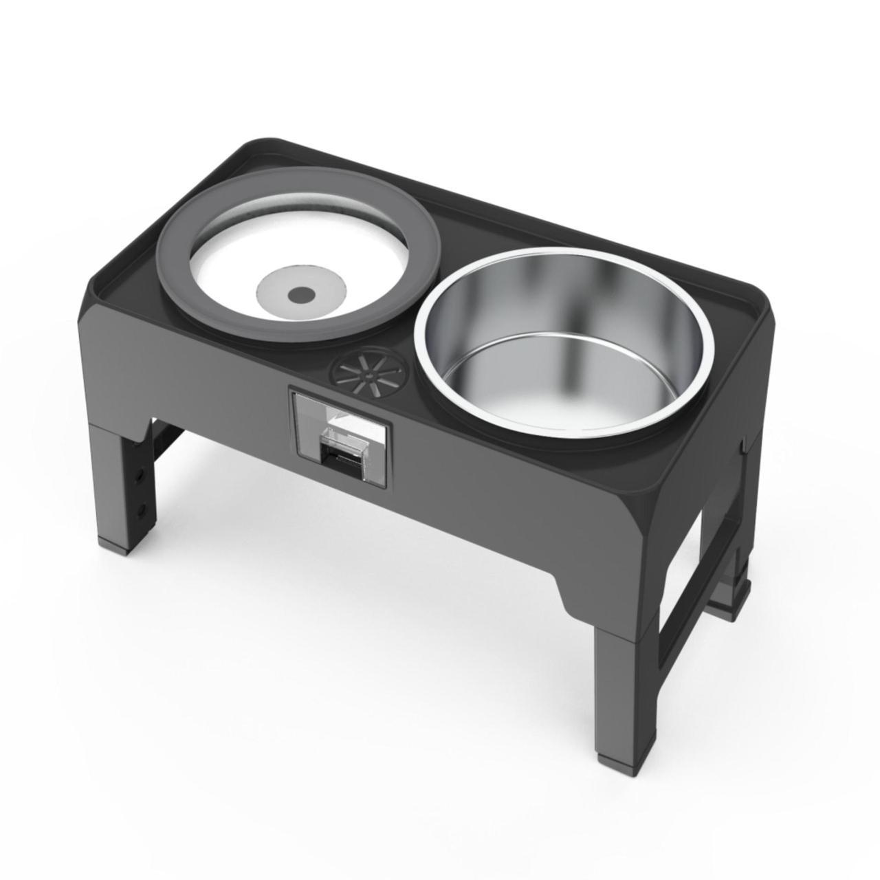Подставка для собак регулируемая с нержавеющими мисками 2 шт. и контейнером для сбора воды (25905999)