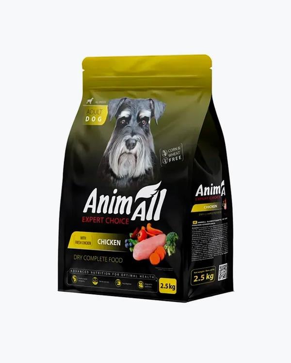 Корм сухой AnimAll для взрослых собак всех пород со свежей курицей 2,5 кг (34411696)