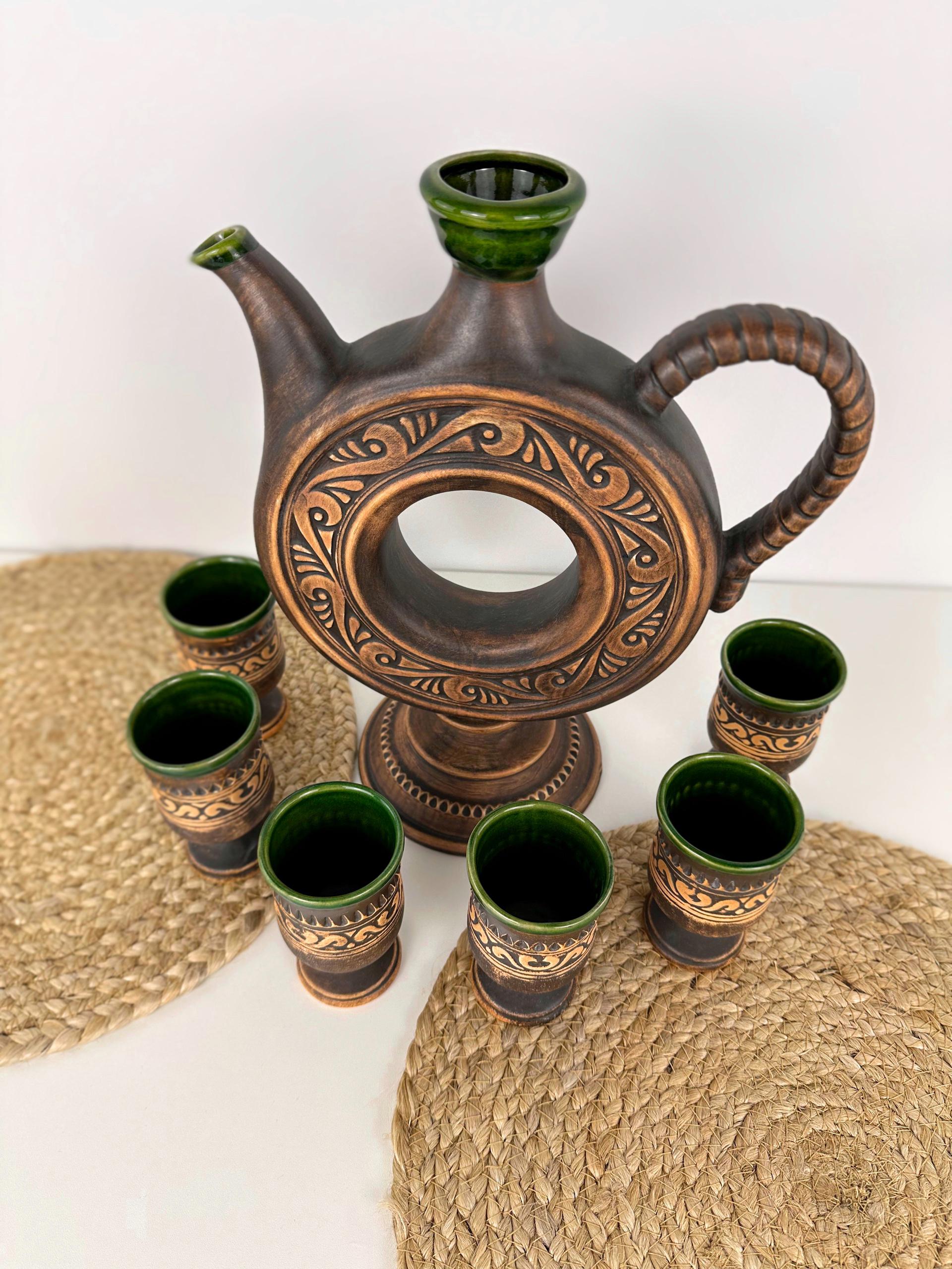 Набір глиняного посуду подарунковий Гражда на 6 чоловік Коричневий (17019-35) - фото 7