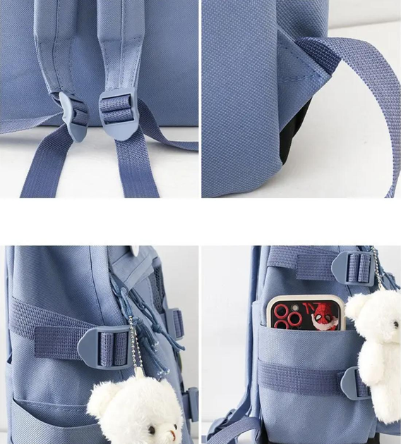 Школьный рюкзак для девочки Fashion 5в1 рюкзак/шоппер/пенал/сумочка/кошелек Голубой - фото 5 Школьный рюкзак для девочки Fashion 5в1 рюкзак/шоппер/пенал/сумочка/кошелек Голубой - фото 5