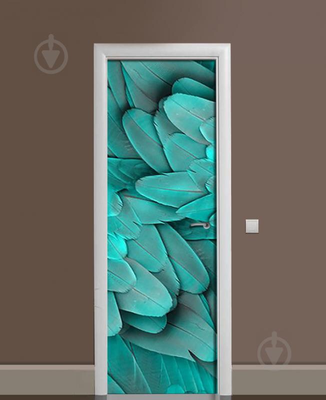 Наклейка на дверь Zatarga «Бирюзовое оперение» 650х2000 мм виниловая 3Д наклейка декор самоклеящаяся Наклейка на дверь Zatarga «Бирюзовое оперение» 650х2000 мм виниловая 3Д наклейка декор самоклеящаяся