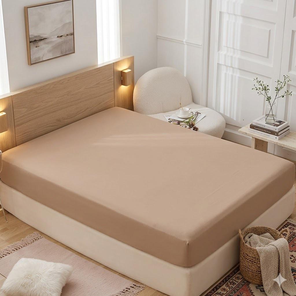 Велюровая простыня на резинке Koloco 180x200/25 см Коричневый