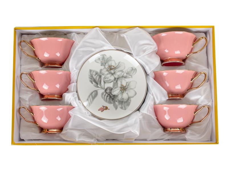 Чайний сервіз Lefard на 6 персон із золотою облямівкою Рожевий (975-059) - фото 6