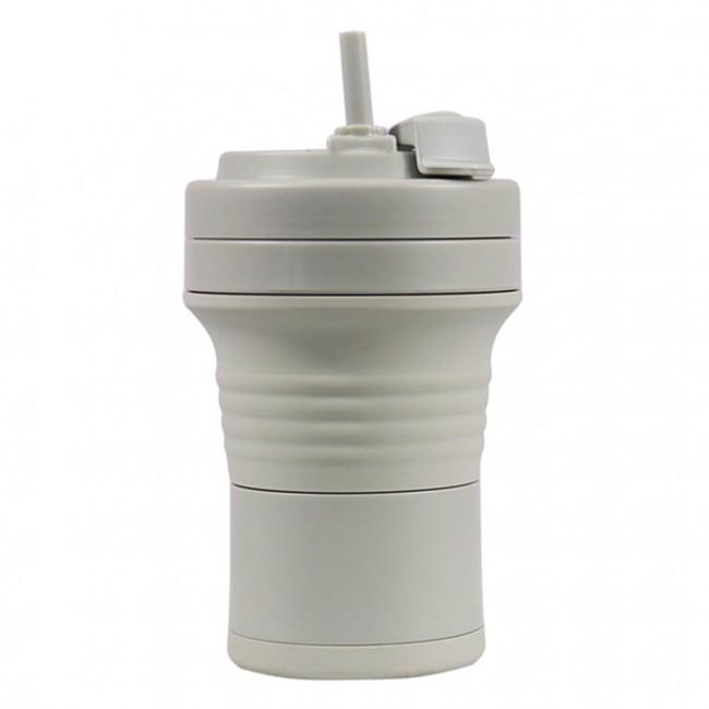 Термос с карабином и трубкой 550 мл Серый (402028)