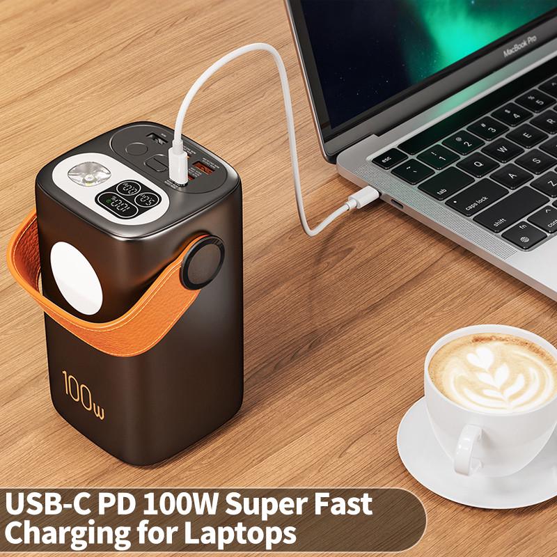 Повербанк для ноутбука 60000 mAh PD100W 2xType-C/3xUSB з швидкою зарядкою 2 ліхтарями та LED-дисплеєм - фото 3