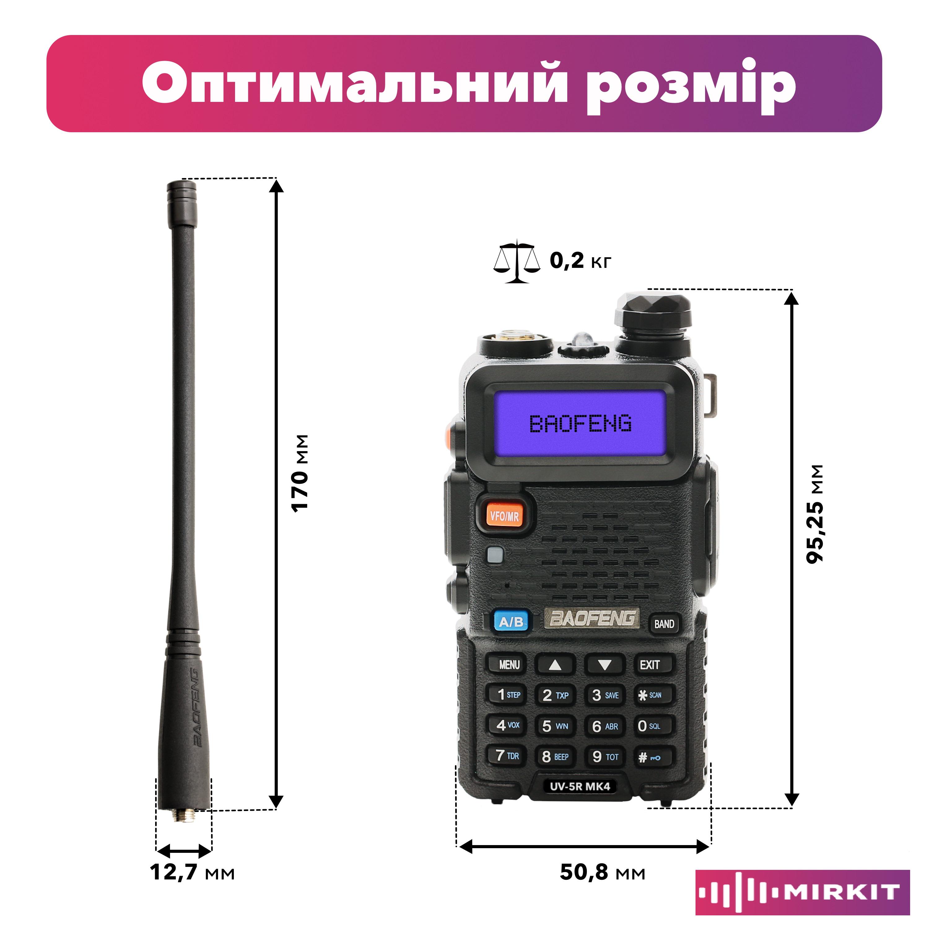 Рація Baofeng UV-5R MK4 UHF/VHF 8 Вт з ремінцем на шию Mirkit 2 шт. (8131) - фото 4