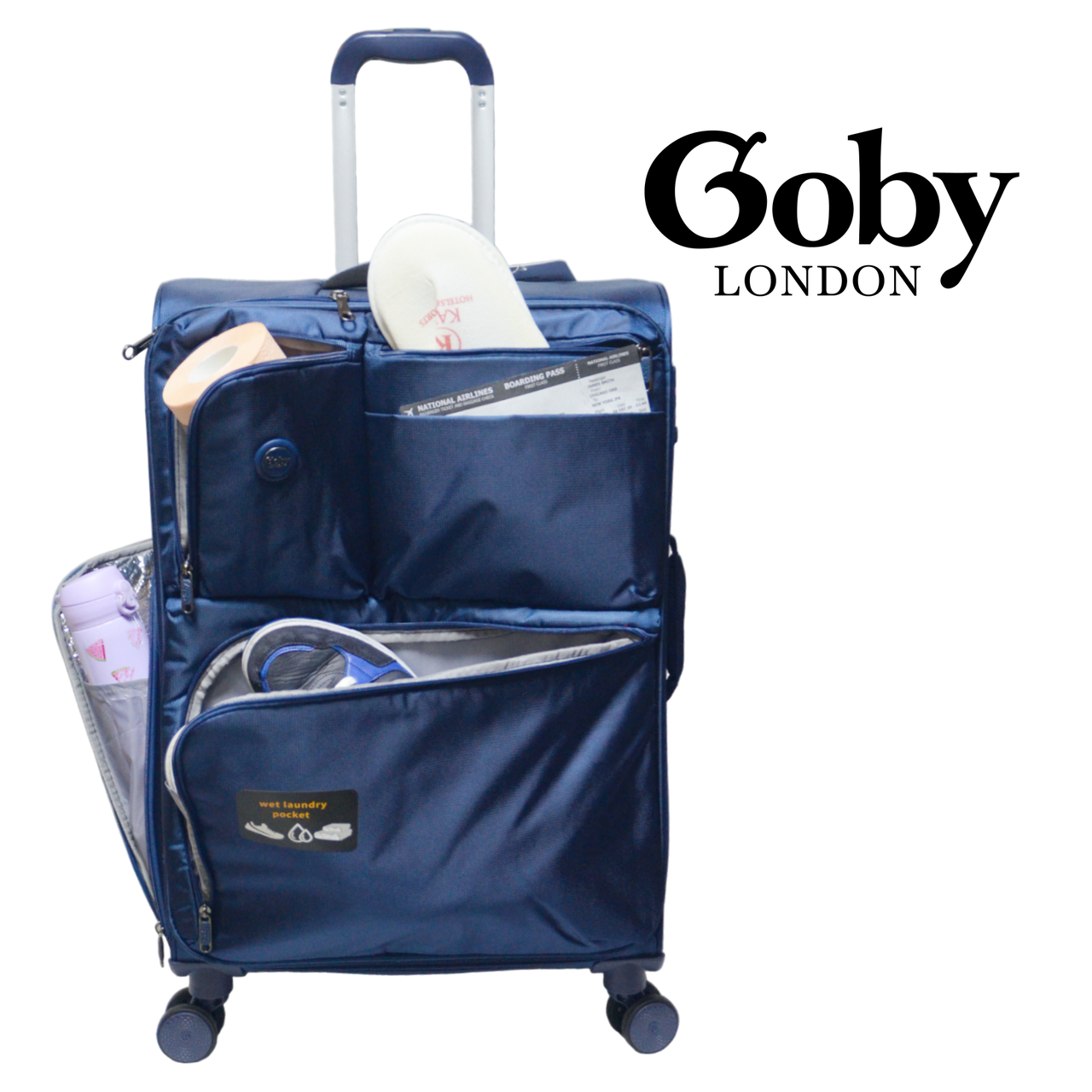 Валіза Goby London GB-3004/24 текстильна з кишенями 4 колеса замок TSA 24" 65 л Blue (2503605143) - фото 7 Валіза Goby London GB-3004/24 текстильна з кишенями 4 колеса замок TSA 24" 65 л Blue (2503605143) - фото 7
