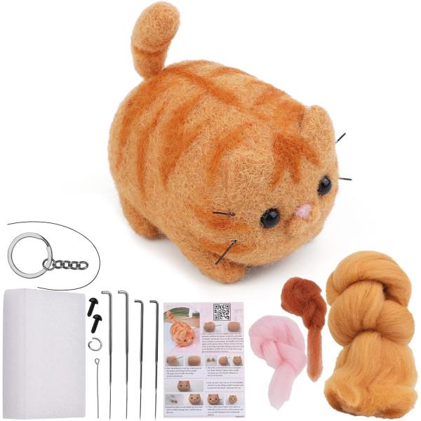 Набор для валяния из шерсти Рыжий кот с начинающими иглами
