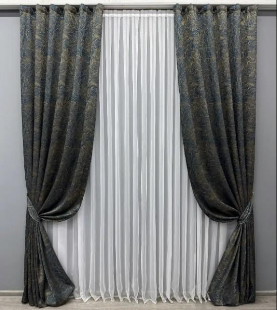 Комплект штор жаккард Fantasy 1,5х2,9 м 2 шт. Синий/Золотистый (1634ш)