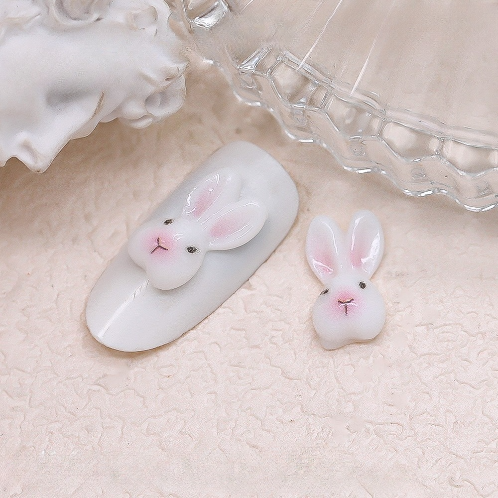 Шармы для ногтей Зайка 2 шт. 8х14 мм Бело-розовый (011480)