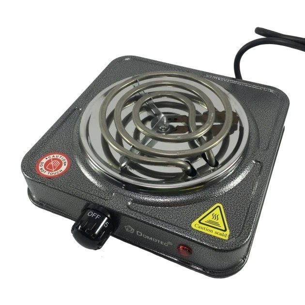 Настольная плита электрическая Domotec MS-5801 1 конфорка/спиральный ТЭН/5 режимов 1000 Вт Серый (32509383)