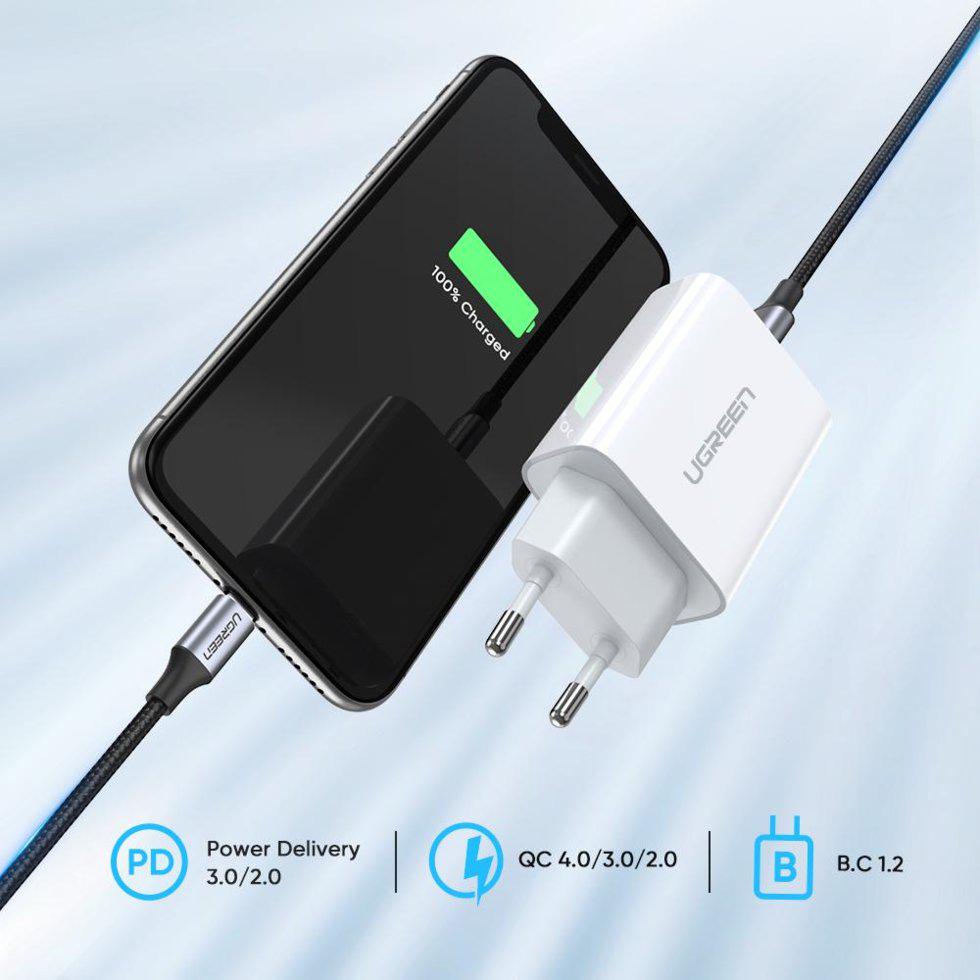 Зарядное устройство сетевое UGREEN CD137 USB-C PD 18 Вт (60450) - фото 6 Зарядное устройство сетевое UGREEN CD137 USB-C PD 18 Вт (60450) - фото 6