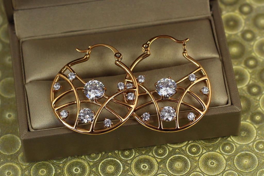 Серьги Xuping Jewelry Роса на паутинке 3,3 см Золотистый (2359665791)