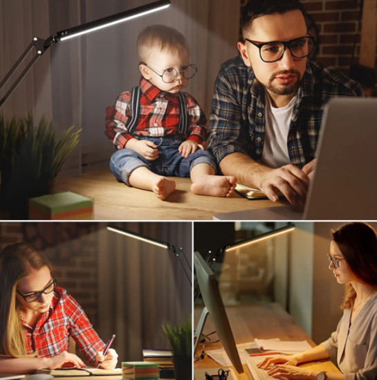 Настольная лампа LED с креплением к столу 10W 2 колена USB Black (732257) - фото 3