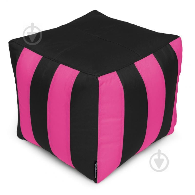 Пуф Кубик Смугастий Оксфорд 40х40 Студія Комфорту Чорний + Рожевий