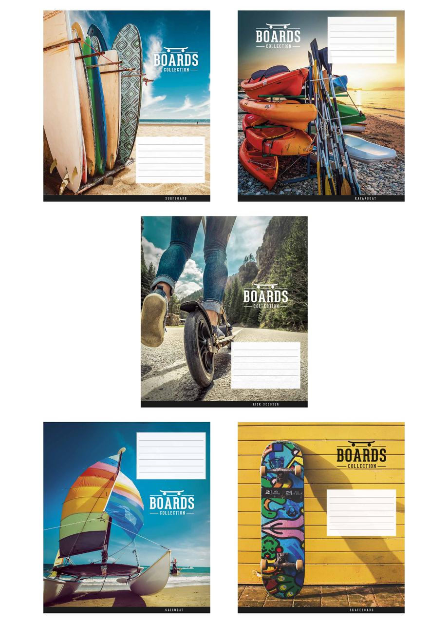 Тетради ученические Школярик Boards collection Star 3381 ВД-лак в клетку 5 шт. по 24 л. (4820006472108)