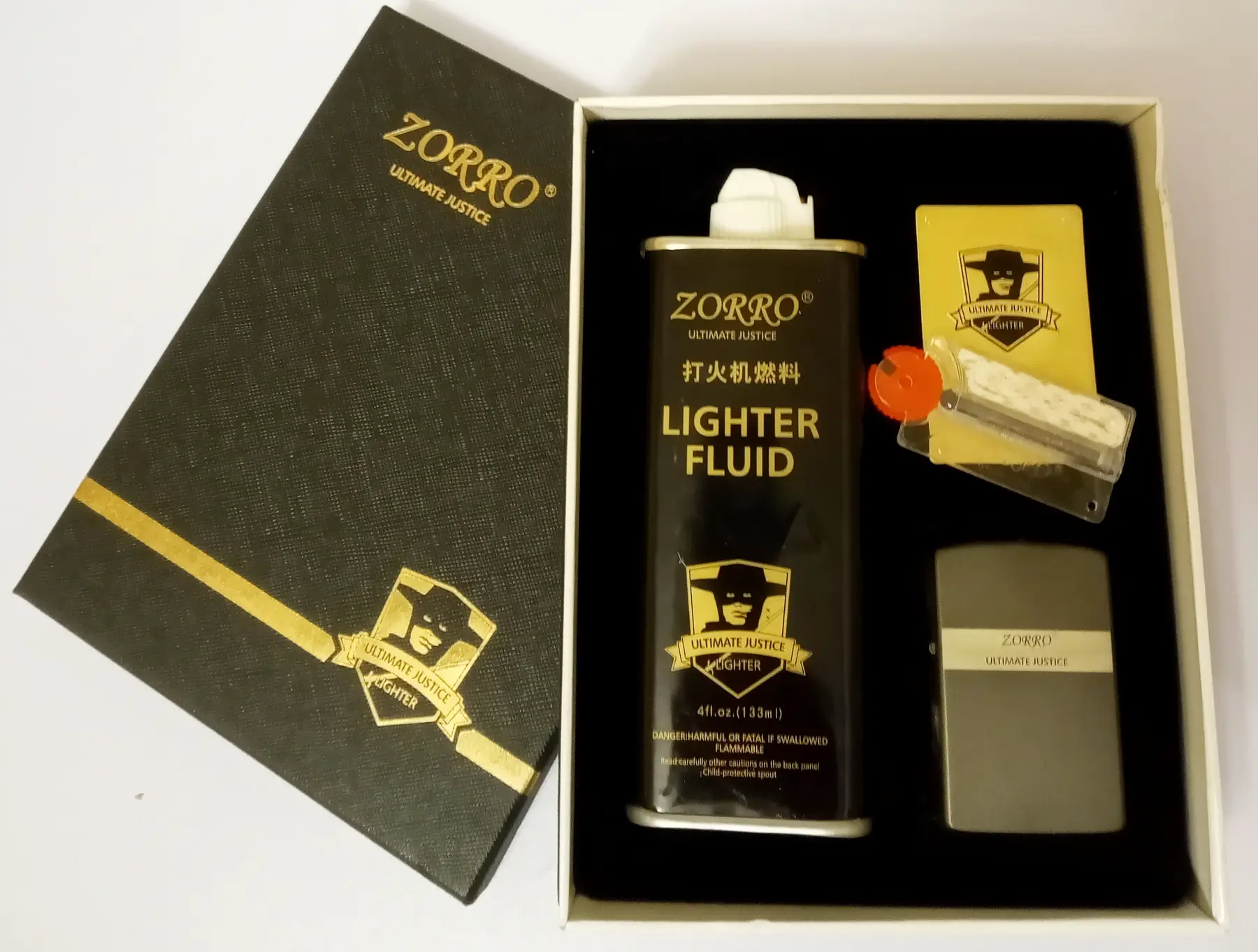 Набор подарочный бензиновый Zorro ULTIMATE JUSTICE зажигалка с бензином для заправки (32162132)